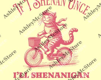 Gato divertido del Día de San Patricio (PNG), Amante de los gatos (PNG), Si hago travesuras una vez, haré travesuras (PNG), Humor de gato irlandés (PNG), Archivo digital