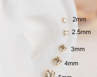 Zitrone Farbe CZ Titan Labret Ohrstecker, Push Pin Flache Rückseite Ohrringe winzigen Tragus Ohrring, vorne Helix Ohrring, Tragus Piercing Bolzen