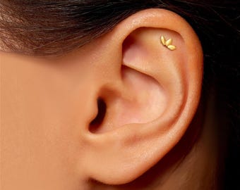 20G / 18G / 16G Lotus Push-Pin-Labret • Fadenlose flache Rückseite Ohrring • Tragus Ohrstecker • Flache Rückseite Bolzen • Helix Ohrstecker • Knorpel Ohrstecker RR