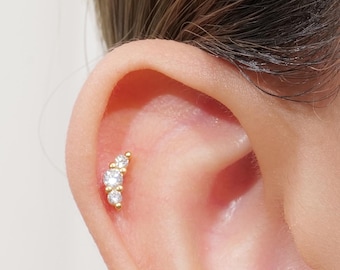 Puces d'oreilles en titane 20G/18G/16G • Boucles d'oreilles épingles à dos plat • Puces tragus • Puces conque hélicoïdale • Puces de cartilage • Cadeau pour elle