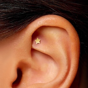 20G/18G/16G Star Push Pin Labret • Threadless Flat Back Earring • Tragus Stud • Flat Back Stud • Helix Stud • Cartilage Stud • Nose Stud