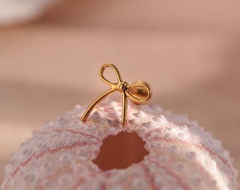 Titan dünne Fliege Bowknot Ohrring Gewinde Labret • Flache Rückseite Ohrring • Tragus Ohrstecker • Helix Ohrstecker • Cz Ohrstecker • Knorpel Ohrstecker • Nasen Ohrstecker