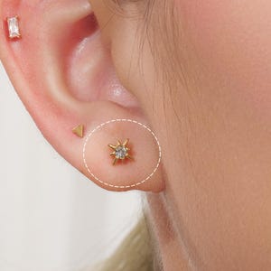 20G/18G/16G octagram star Push Pin Labret • Threadless Flat Back Earring • Tragus Stud • Flat Back Stud • Helix Stud • Cartilage• Nose Stud