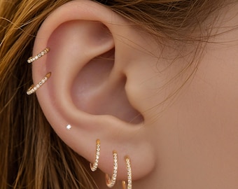 20G/16G/18G Titan Stahl Klapp Clicker Hoop • Huggie Ohrringe • Knorpel Hoop • Nasenring • Tragus Helix Conch Septum Schmuck