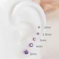 Amethyst CZ Titanium Labret Stud Earrings, Push Pin Flat Back Earrings Tiny Tragus Earring, Forward Helix Earring, Tragus Piercing Stud