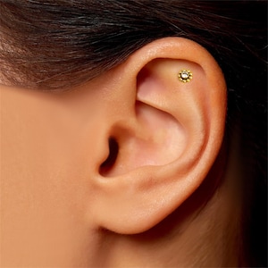 20G/18G/16G Tiny Flower Push Pin Labret • Threadless Flat Back Earring • Tragus Stud • Flat Back Stud • Helix Stud • Cartilage •Nose Stud