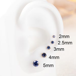 Orecchini a lobo in titanio color tanzanite, orecchini a perno con parte posteriore piatta e perno a pressione, orecchini a trago minuscoli, orecchini a elica anteriore, piercing al trago