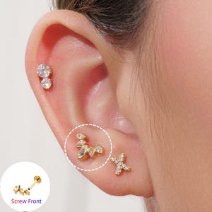 18G/16G CZ Climber Internally Threaded Labret • Flat Back Earring • Tragus Stud • Helix Stud • Cz Stud • Cartilage Stud • Nose Stud