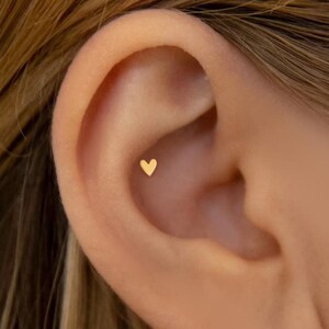 20G/18G/16G Heart Push Pin Labret • Threadless Flat Back Earring • Tragus Stud • Flat Back Stud • Helix Stud • Cartilage Stud • Nose Stud