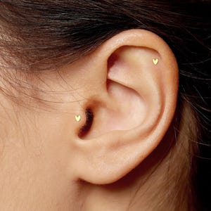 20G/18G/16G Heart Push Pin Labret • Threadless Flat Back Earring • Tragus Stud • Flat Back Stud • Helix Stud • Cartilage Stud • Nose Stud