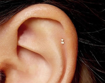 20G/18G/16G kleiner Labret • Zwei Stein Ohrring mit flacher Rückseite • Tragus Ohrstecker • Flache Rückseite • Helix Ohrstecker • Knorpel • Nasen Ohrstecker