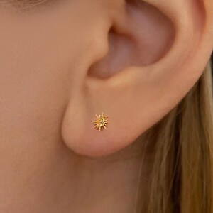 Titanium Labret Stud Earrings • Flower Flat Back Earrings • Helix Earring • Tragus Earring • Cartilage Earring • Nose Ring • Gift for Her