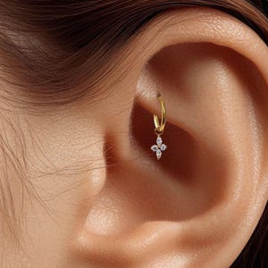 20G/18G/16G Titanium Dangle Huggie Hoop, Cartilage/Conch/Helix Hoop Earring, Rook piercing • conch piercing