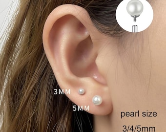 Puces d'oreilles labret en titane avec perles, boucles d'oreilles à fond plat vissé, petite boucle d'oreille tragus, boucle d'oreille hélice avant, piercing tragus