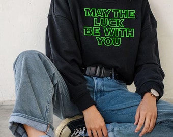 Lucky Sweatshirt, St Patricks Day, Irish Shirt, May the Force Shirt - Crewneck Sweatshirt, Unisex Heavy Blend, Lucky Charm Pullover, Irish