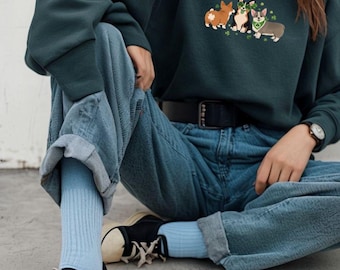 Corgi Shamrock St. Patrick's Day Crewneck Sweatshirt