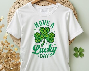 Green Lucky Shirt, St Patricks Day Tee, Irish March Gear, Clover Unisex Jersey, Short Sleeve Top