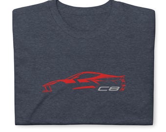 Corvette C8 Red 2024 T-Shirt Softstyle Tee Shirt For Car Lovers Grandpa Dad Son Birthday Gift For Him