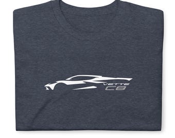 Corvette C8 Vette White 2022-2023 T-Shirt Softstyle Tee Shirt For Car Lovers Grandpa Dad Son Birthday Gift For Him