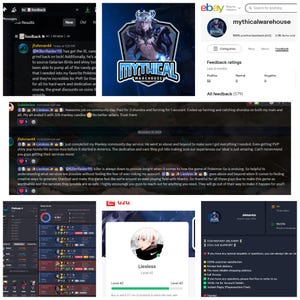 Peut inclure: Une capture d'écran d'un ordinateur montrant un site Web pour une entreprise appelée Mythical Warehouse. Le site Web a un schéma de couleurs bleu et blanc et présente un logo avec une créature mythique. Le site Web a également une section pour les évaluations de commentaires, qui montre que l'entreprise a une cote de commentaires positive de 100 %. Le site Web a également une section pour les commentaires des clients, qui sont tous positifs.