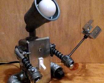 Robot Lamp (with metal flower)