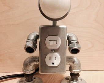 Robot lamp with USB outlet