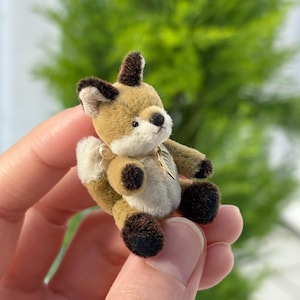 Miniature Fox, tiny Fox with Red Heart – Handmade, Miniature animals , OOAK, collectible teddy