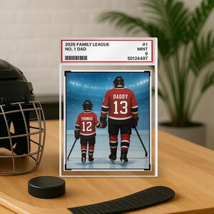 Plaque de bloc acrylique personnalisée pour papa n ° 1, carte à collectionner, cadeau de fête des pères pour amateur de hockey, joueur de hockey, cadeau pour mari de hockey