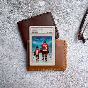 Hockey n° 1 papa grand-père homme et enfants à échanger carte portefeuille personnalisée style carte acrylique, cadeau d'anniversaire de fête des pères pour joueur de hockey
