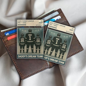 Hockey n° 1 papa grand-père homme et enfants à échanger carte portefeuille personnalisée style carte acrylique, cadeau d'anniversaire de fête des pères pour joueur de hockey