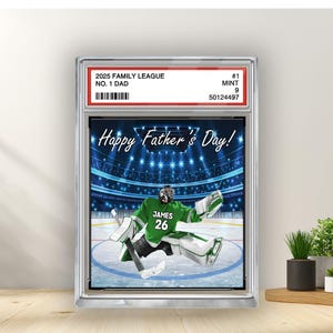 Plaque de bloc acrylique personnalisée pour papa n ° 1, carte à collectionner, cadeau de fête des pères pour amateur de hockey, joueur de hockey, cadeau pour mari de hockey