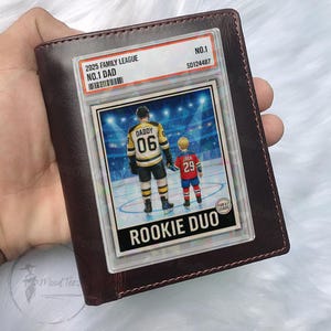 Hockey n° 1 papa grand-père homme et enfants à échanger carte portefeuille personnalisée style carte acrylique, cadeau d'anniversaire de fête des pères pour joueur de hockey