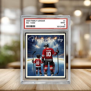 Plaque de bloc acrylique personnalisée pour papa n ° 1, carte à collectionner, cadeau de fête des pères pour amateur de hockey, joueur de hockey, cadeau pour mari de hockey
