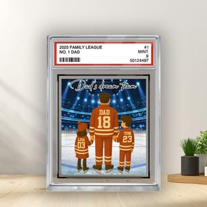 Plaque acrylique de style carte à collectionner de hockey sur glace pour papa et enfants, Plaque acrylique personnalisée pour la fête des pères, Bloc acrylique familial personnalisé