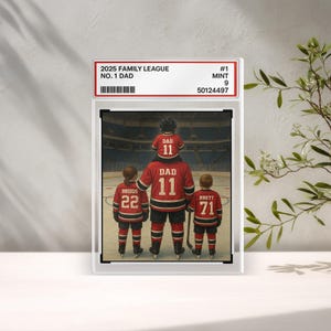 Blocos de acrílico personalizados para o pai do hóquei | Presente de cartão esportivo personalizado para o Dia dos Pais | Expositor de lembranças para pai e filho na pista de gelo