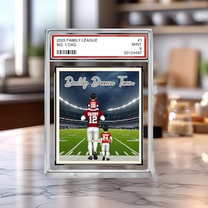 Daddys Dream Team Nr. 1 American Football Acryl 2D Block, Sport Dad Decor, Dad & Kids Plaque, Benutzerdefiniertes Vatertagsgeschenk von Sohn Tochter