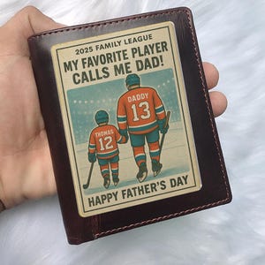 Hockey n° 1 papa grand-père homme et enfants style carte à collectionner carte de portefeuille personnalisée, cadeau d'anniversaire de fête des pères pour amateur de hockey joueur de hockey