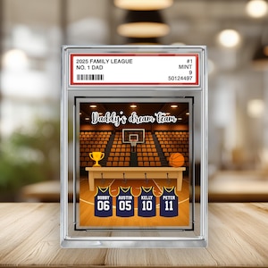 Plaque en blocs acryliques de cartes à collectionner pour papa de basket-ball, cadeau personnalisé pour la fête des pères, souvenir de papa sportif, cadeau d'anniversaire personnalisé pour papa