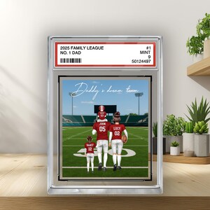 Football n°1 papa grand-père homme et enfants style carte à collectionner personnalisée bloc acrylique, cadeau de fête des pères pour footballeur papa ou mari