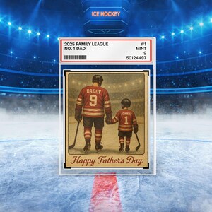 Plaque de bloc acrylique personnalisée pour papa n ° 1, carte à collectionner, cadeau de fête des pères pour amateur de hockey, joueur de hockey, cadeau pour mari de hockey