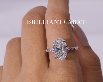 5カラットオーバルラボグロウンダイヤモンドソリティアリング