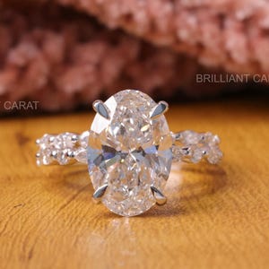 Oval Cut Diamond Engagement Ring Marquise Shared Prong Half Eternity Wedding Band Lab Grown Diamond Wedding Set Bridal Ring Set For Her