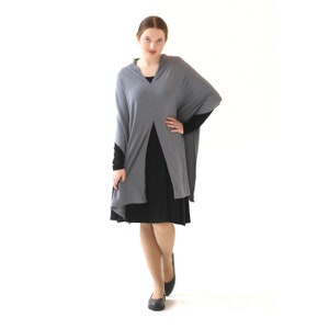 Gray Poncho Scarf, Long Shawl Wrap, Oversized Scarf