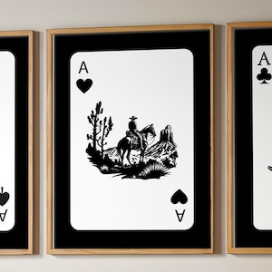 Trendy Cowboy Prints | Cowboy Playingcards | Set of 3 Prints | Playingcards print | Ace Of Spades|Trendy Ace Of Spades|Western playing cards