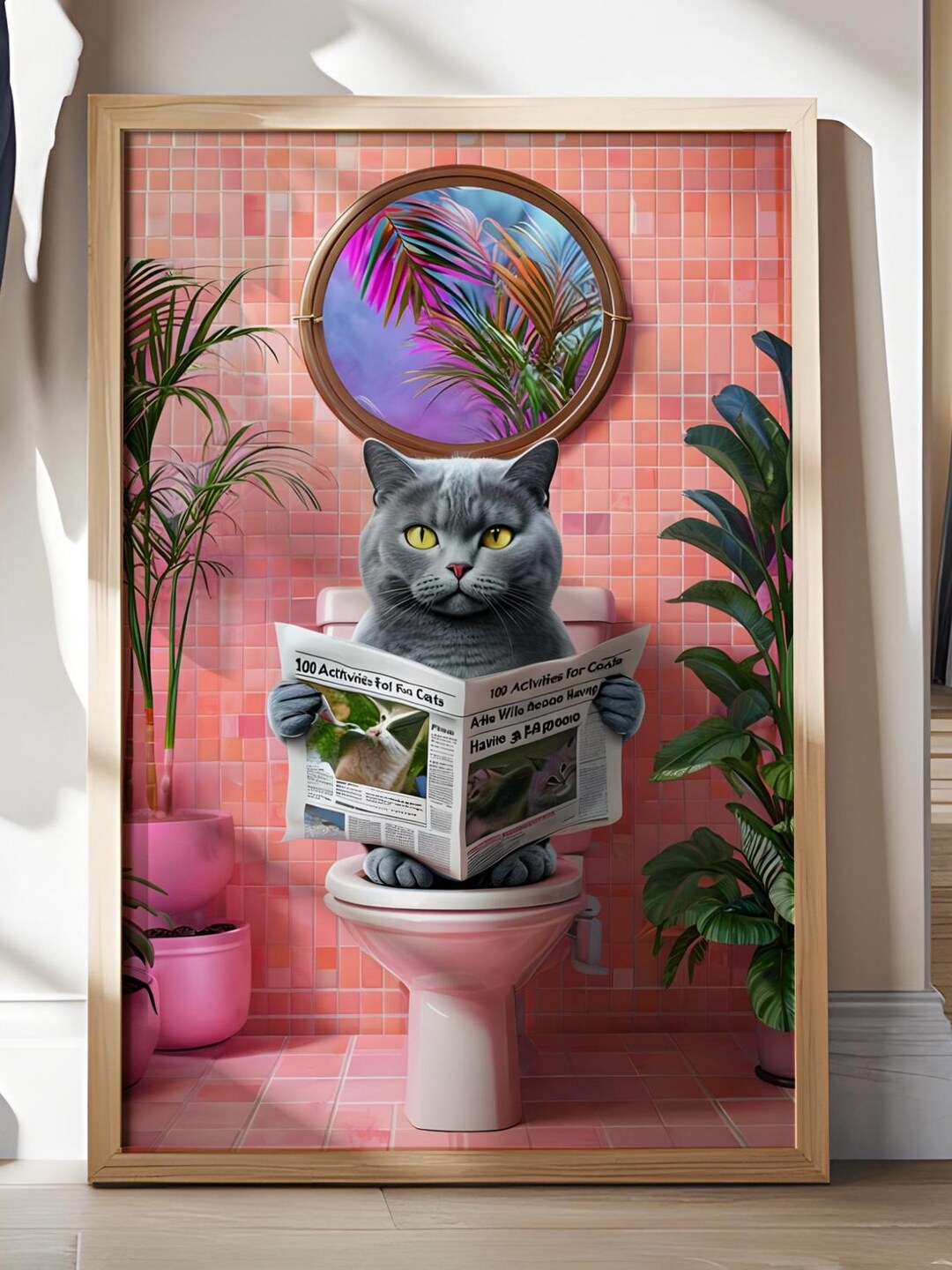 Cat Bathroom Print, Funny Poster, Funny Bathroom Wall Decor,poop Print ...
