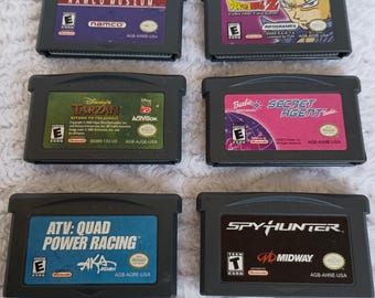 Nintendo Gameboy Advance GBA Games Lot Dragon Ball Z Tarzan Barbie Namco Museum ATV Spyhunter