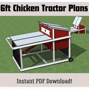 Chicken Tractor Plan Set–Mobile Chicken Coop with PDF Instructions Lightweight Mobile Perfect for 6 Chickens – Fresh Eggs Anytime!