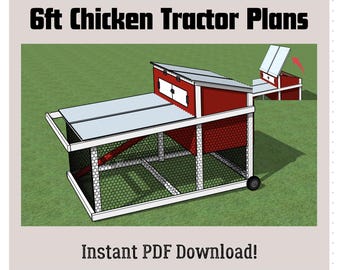 Chicken Tractor Plan Set–Mobile Chicken Coop with PDF Instructions Lightweight Mobile Perfect for 6 Chickens – Fresh Eggs Anytime!