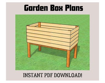 DIY Standing Garden Box Plans – 4ft x 2ft x 18in Raised Garden Bed Plans. Instant Download. Easy Efficient Build