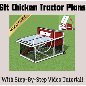 Chicken Tractor Plan Set-Mobile Coop With Wheels Step-by-Step Video Tutorial Lightweight Mobile Perfect for 6 Chickens – Fresh Eggs Anytime!